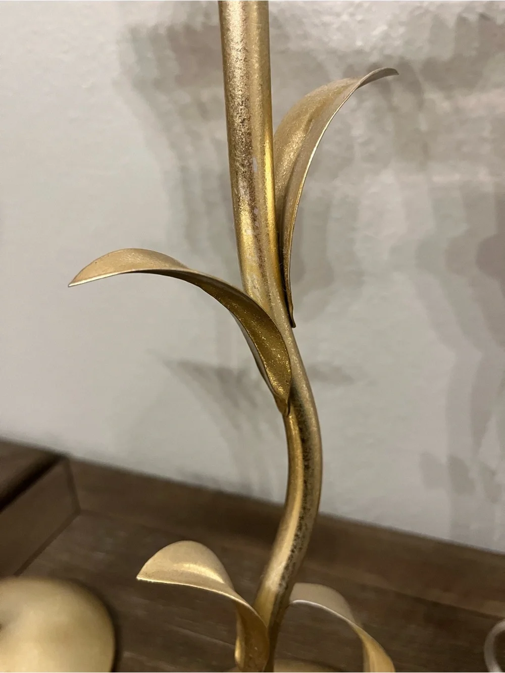 Gold Floral Glass Tulip Table Lamps - Pair